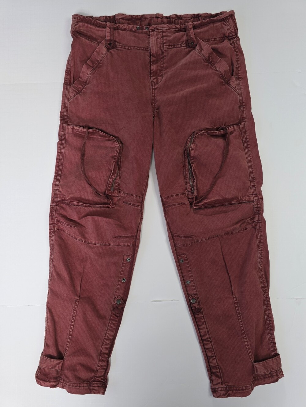 Free People We The Free Can't Compare Slouch Pants Washed Merlot Burgundy Size M